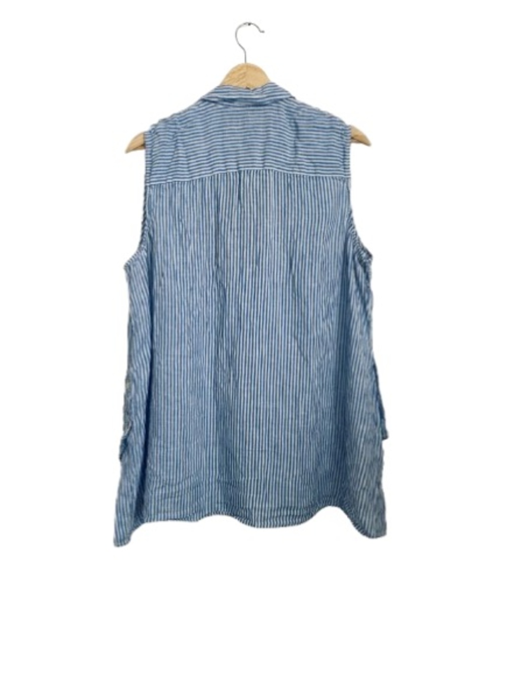 J. Jill Blue White Striped Linen Sleeveless Button Front Top Size 1X - Picture 2 of 13